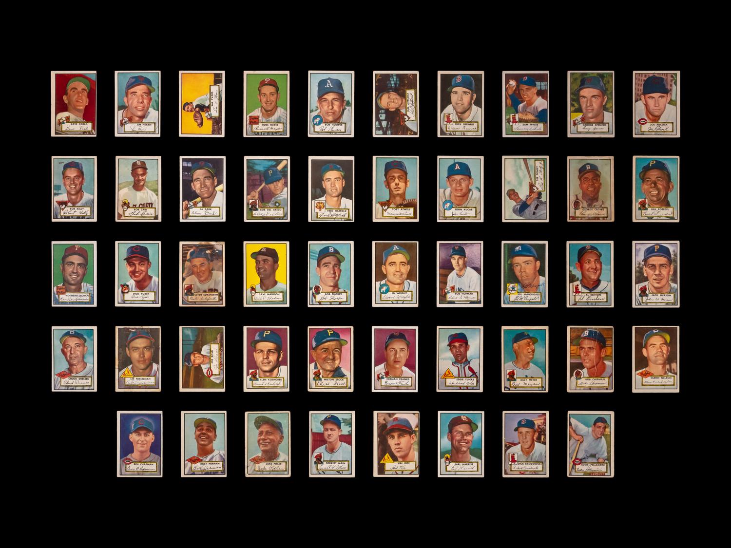 A Near Set of 1952 Topps Baseball Cards (371/407) Featuring Over 60 High Numbers