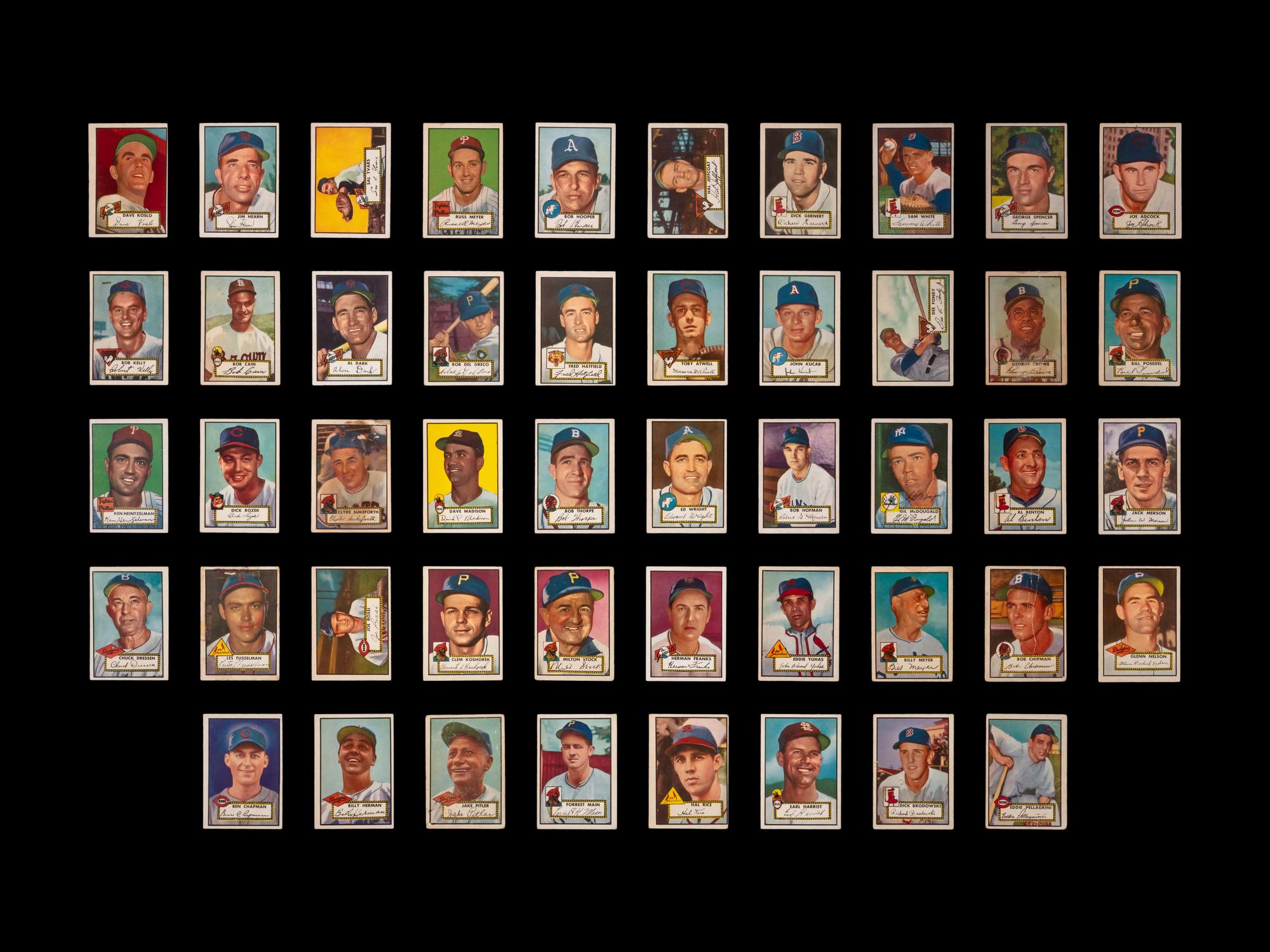 A Near Set of 1952 Topps Baseball Cards (371/407) Featuring Over 60 High Numbers