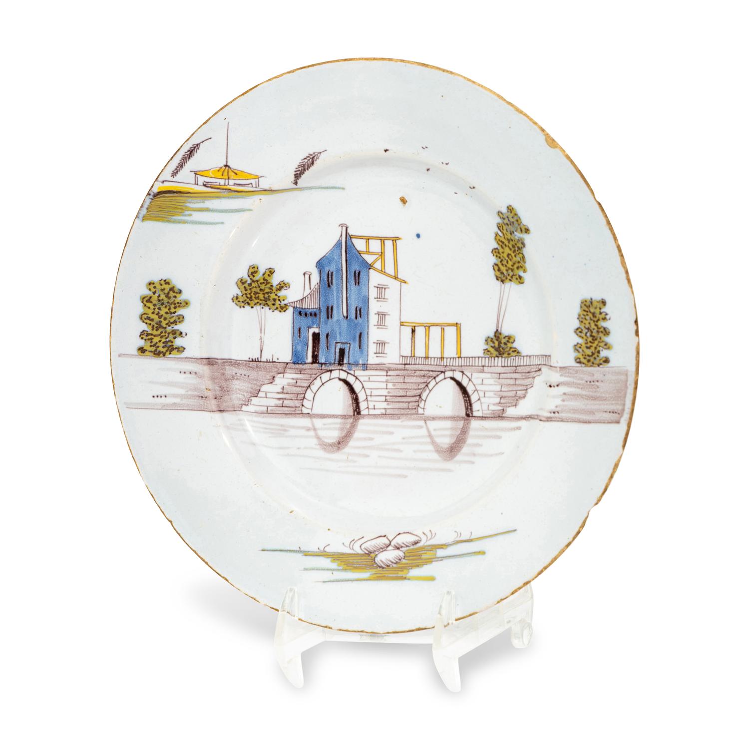A Dutch Delft Town-Scene Plate
