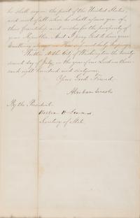 LINCOLN, Abraham (1809-1865) and William H. SEWARD (1801-1872). Document signed ("Abraham Lincoln"; "William H. Seward"), as President and Secretary of State, to the President of the Republic of Chile. Washington, D.C., 33 July 1861.