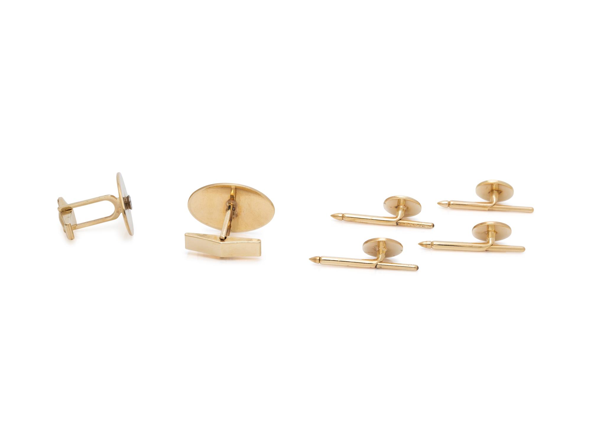 BRUSHED YELLOW GOLD AND DIAMOND DRESS SET