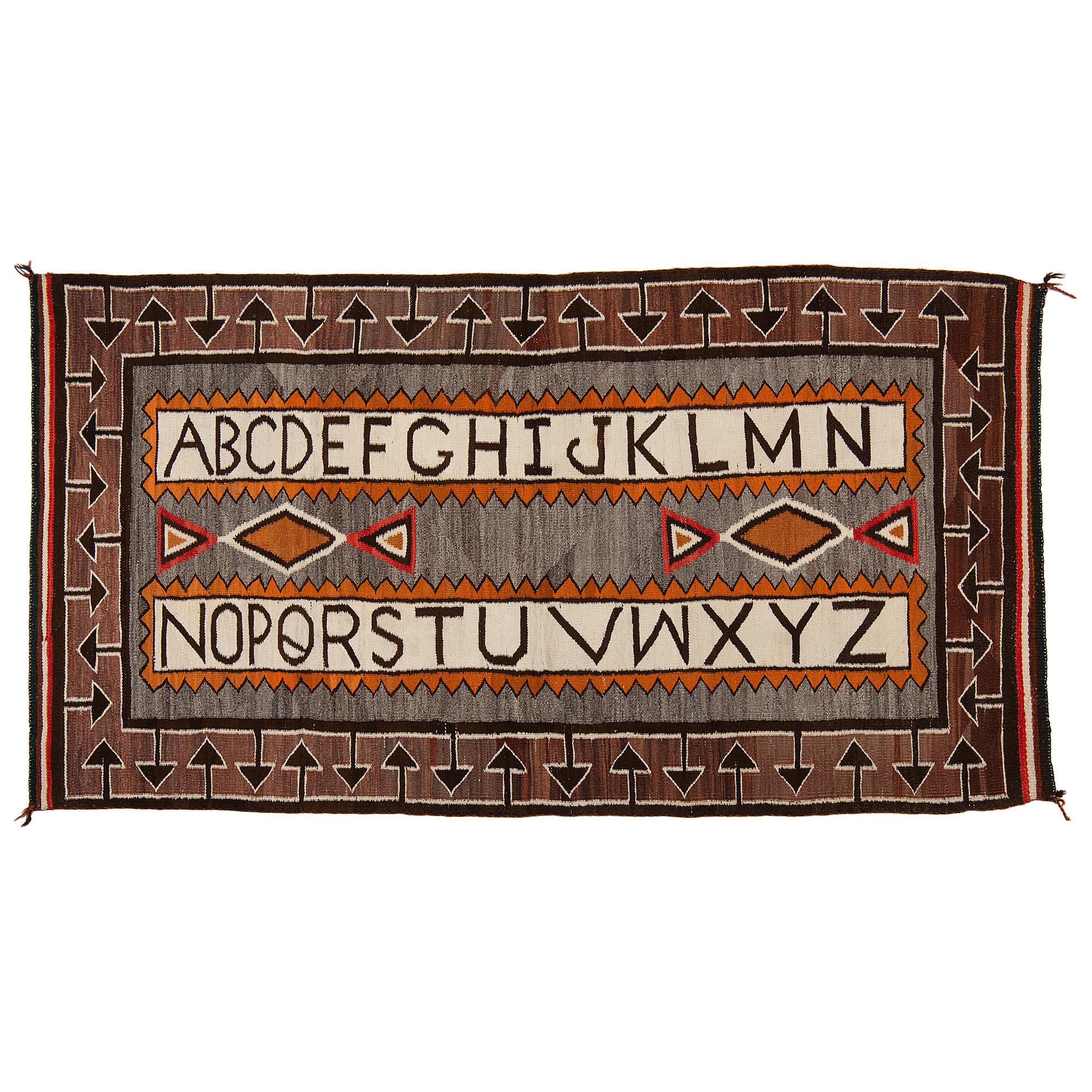 Navajo Regional Pictorial Weaving / Rug, the Alphabet