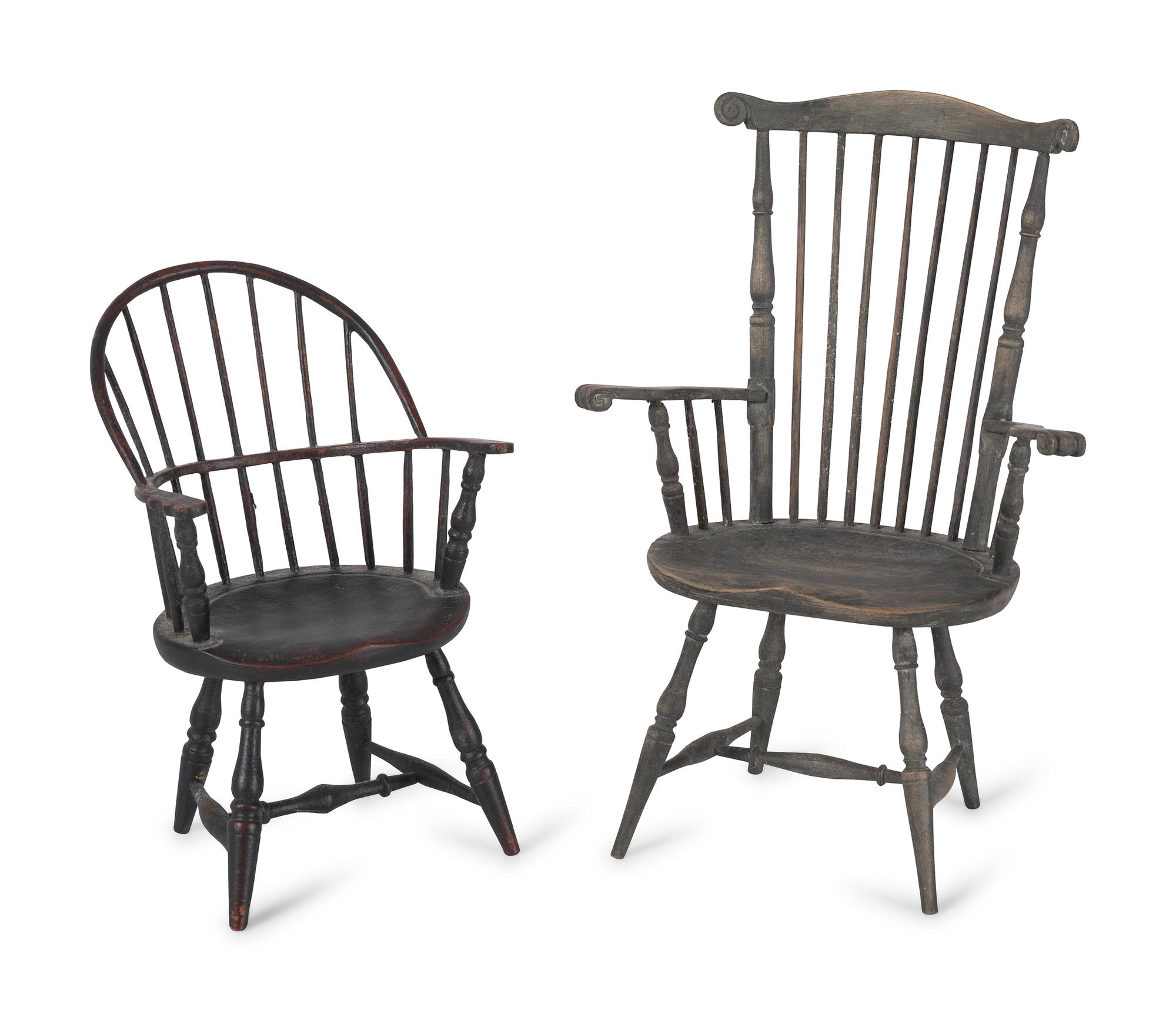 Eleven Miniature Windsor Chairs