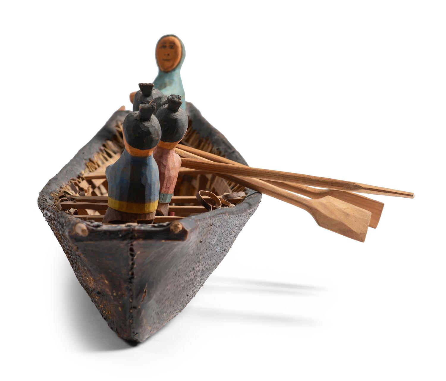 Greenlandic Inuit Model Umiak with Rowers