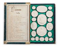 A Collection of Grand Tour Plaster Intaglios Faux book: height 2 x width 10 1/4 x depth 6 3/4 inches. — 19TH CENTURY