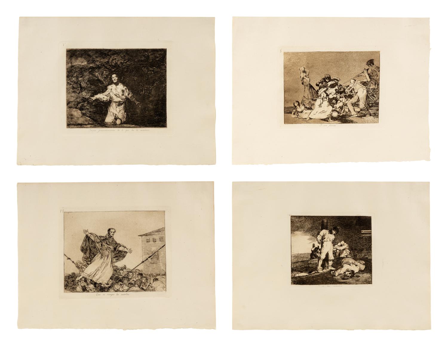Four plates from Los desastres de la Guerra , (printed later)