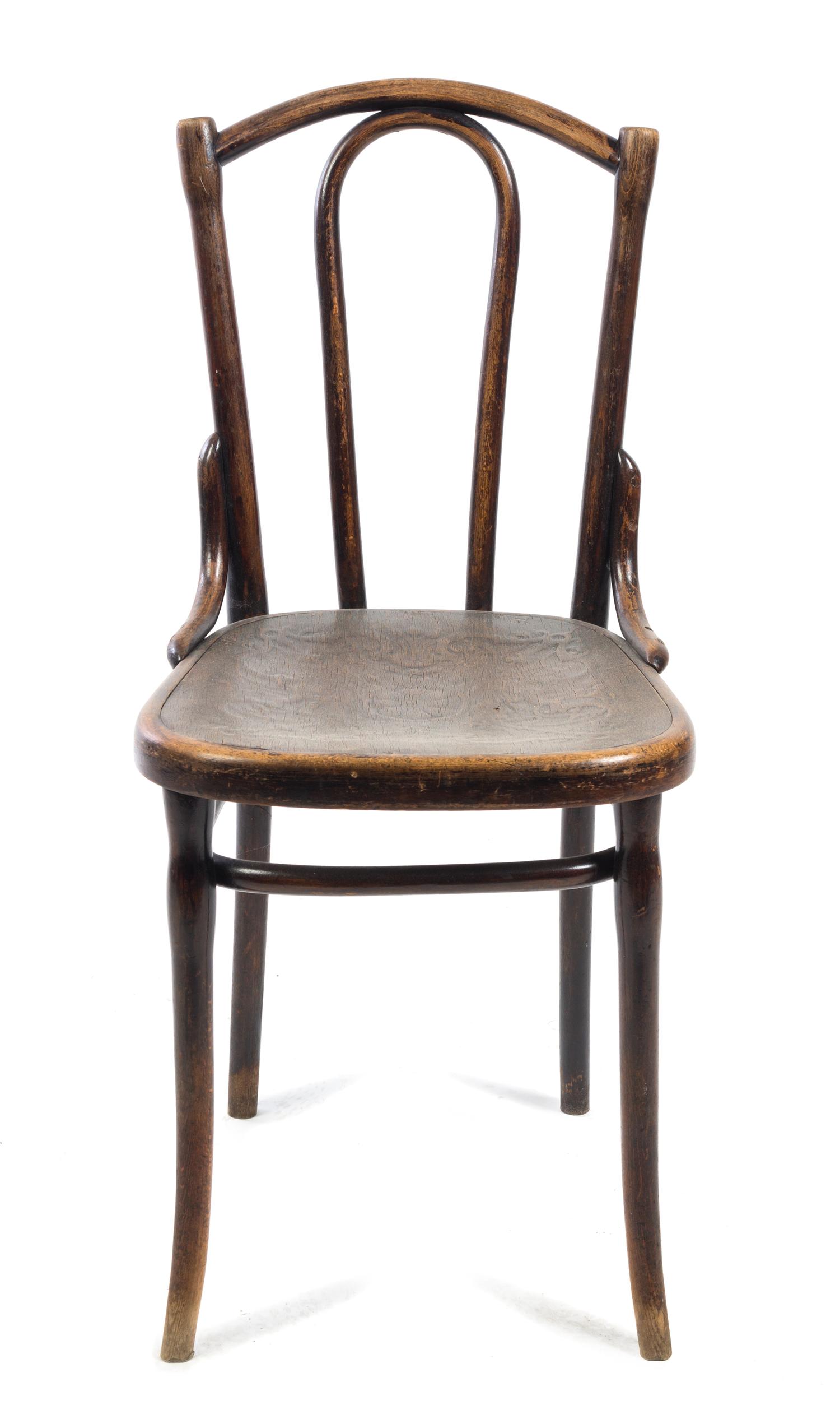 Attributed to Thonet, EARLY 20TH CENTURY, a bentwood side chair, with a relief carved seat