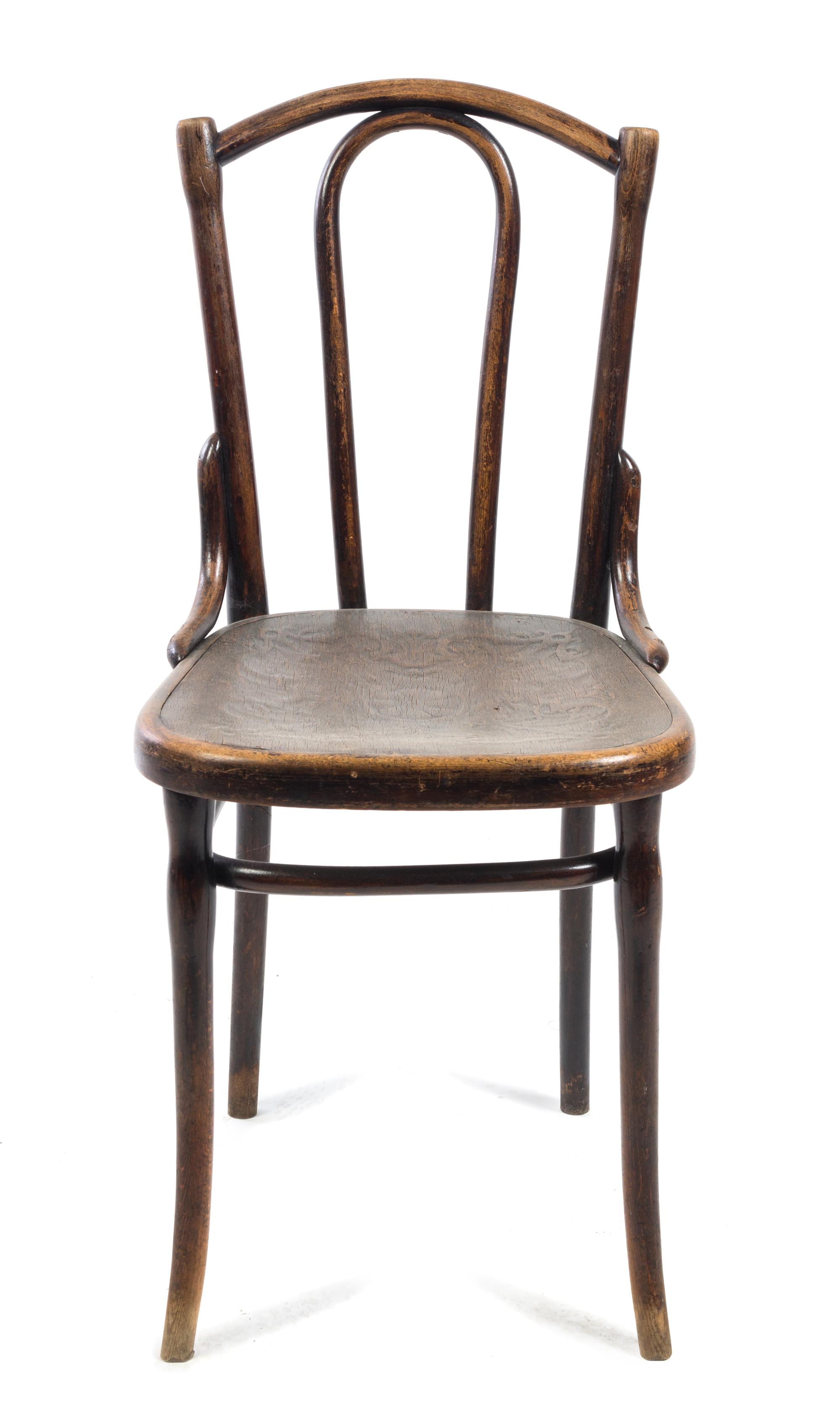 Attributed to Thonet, EARLY 20TH CENTURY, a bentwood side chair, with a relief carved seat