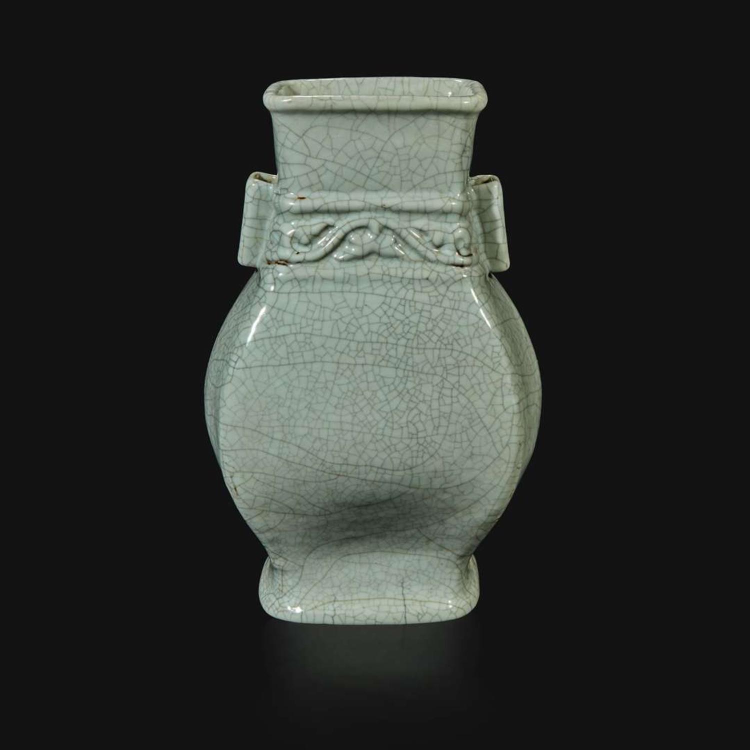 A Chinese "Guan"-type glazed vase, Fang Hu Yongzheng mark and possibly of the period