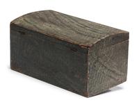 A Country Federal Blue Sponge Painted Pine Dome Top Box, 19th Century