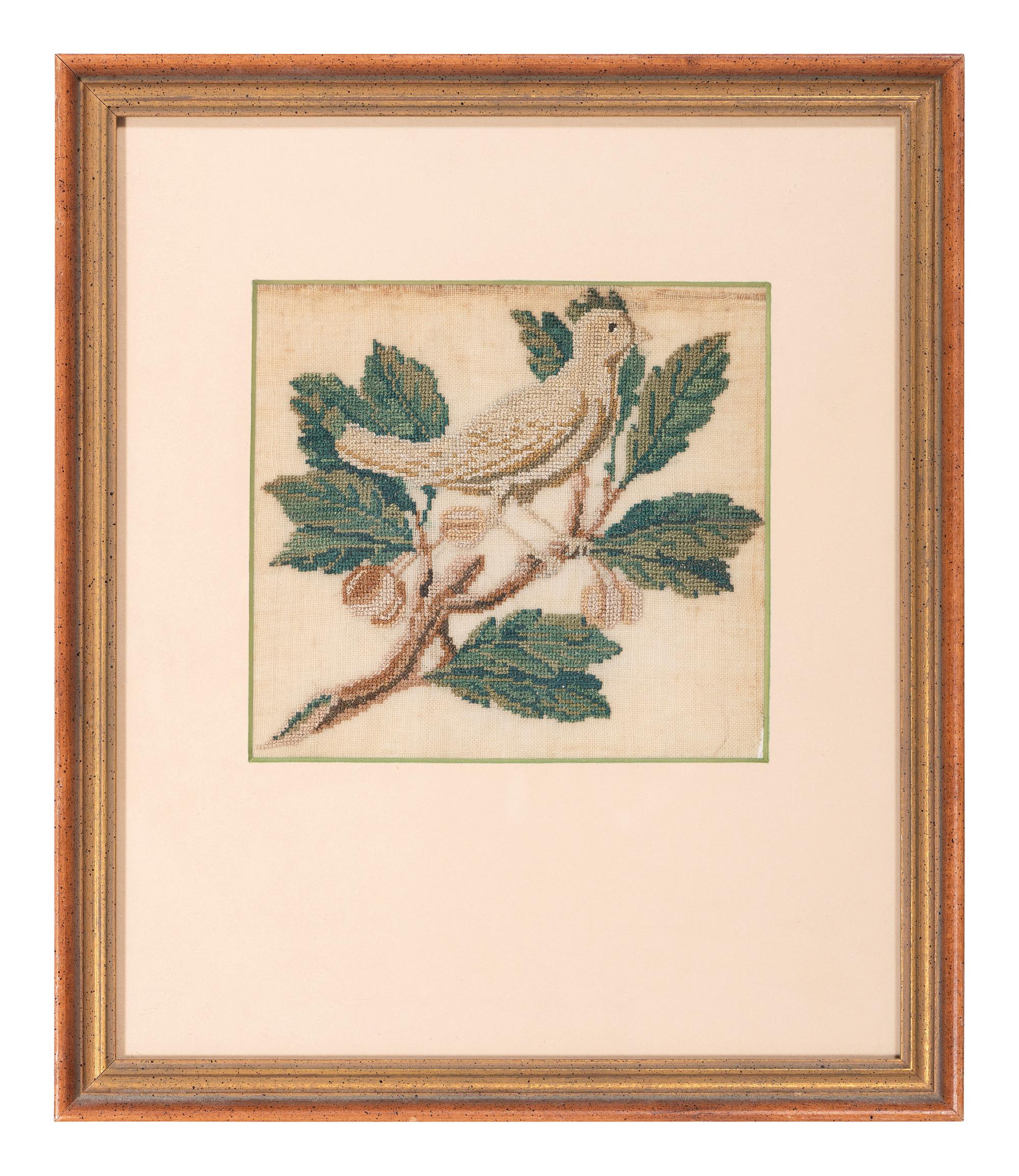 Two Needlework Embroidered Pictures with Birds