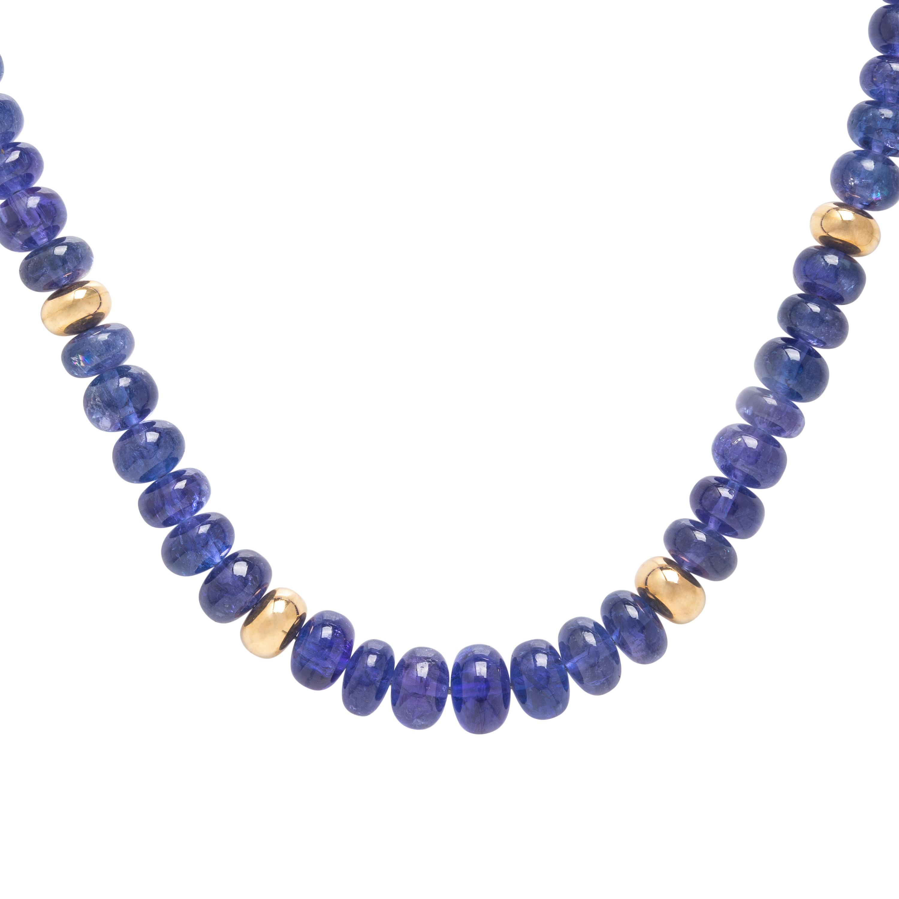 Tanzanite and Yellow Gold Beaded Necklace