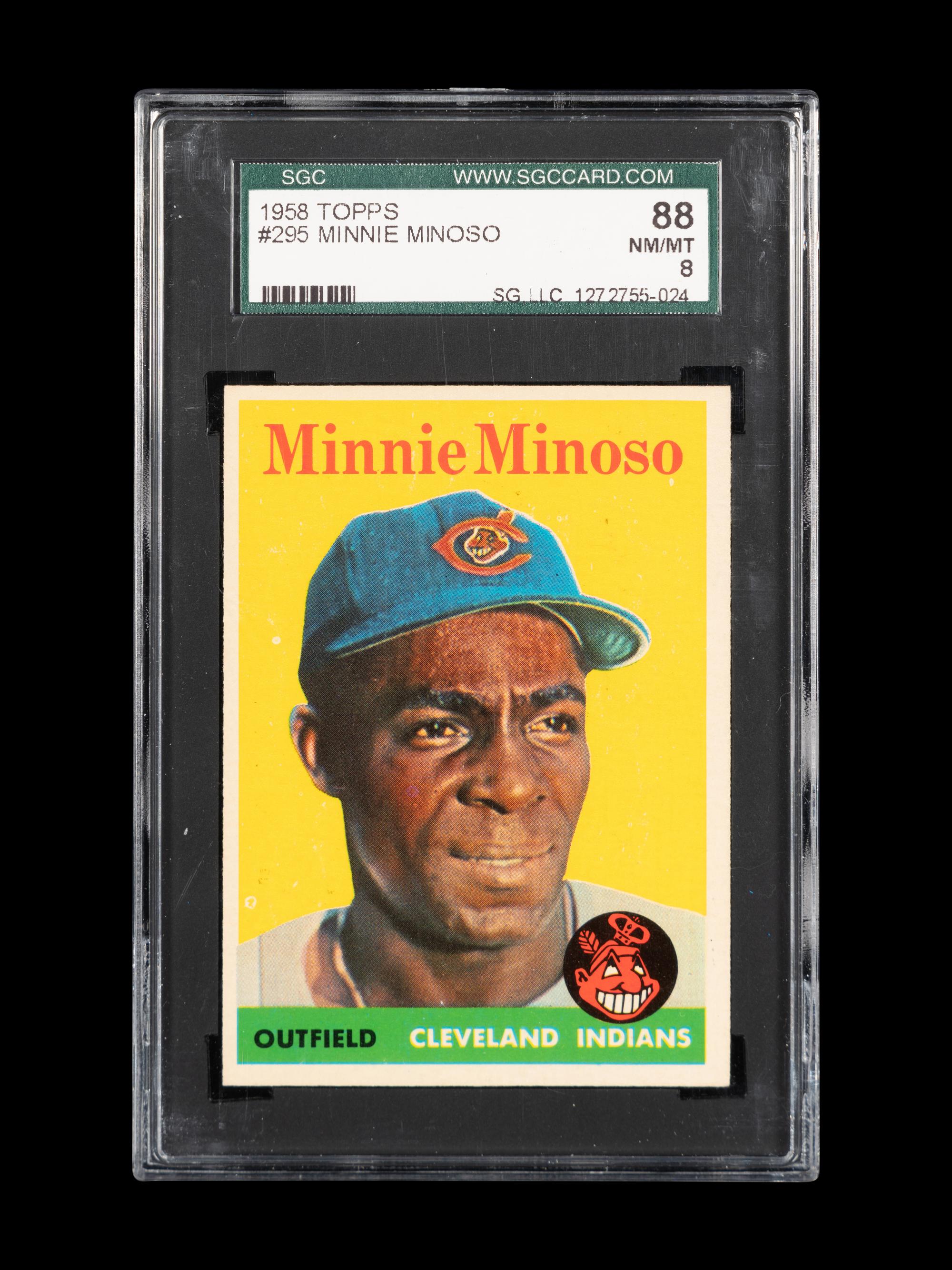 A 1958 Topps Minnie Minoso Baseball Card No. 295 (SGC 8 NM-MT)