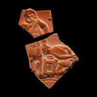 Two Roman Red-Ware Fragments with Sacrifice of Isaac