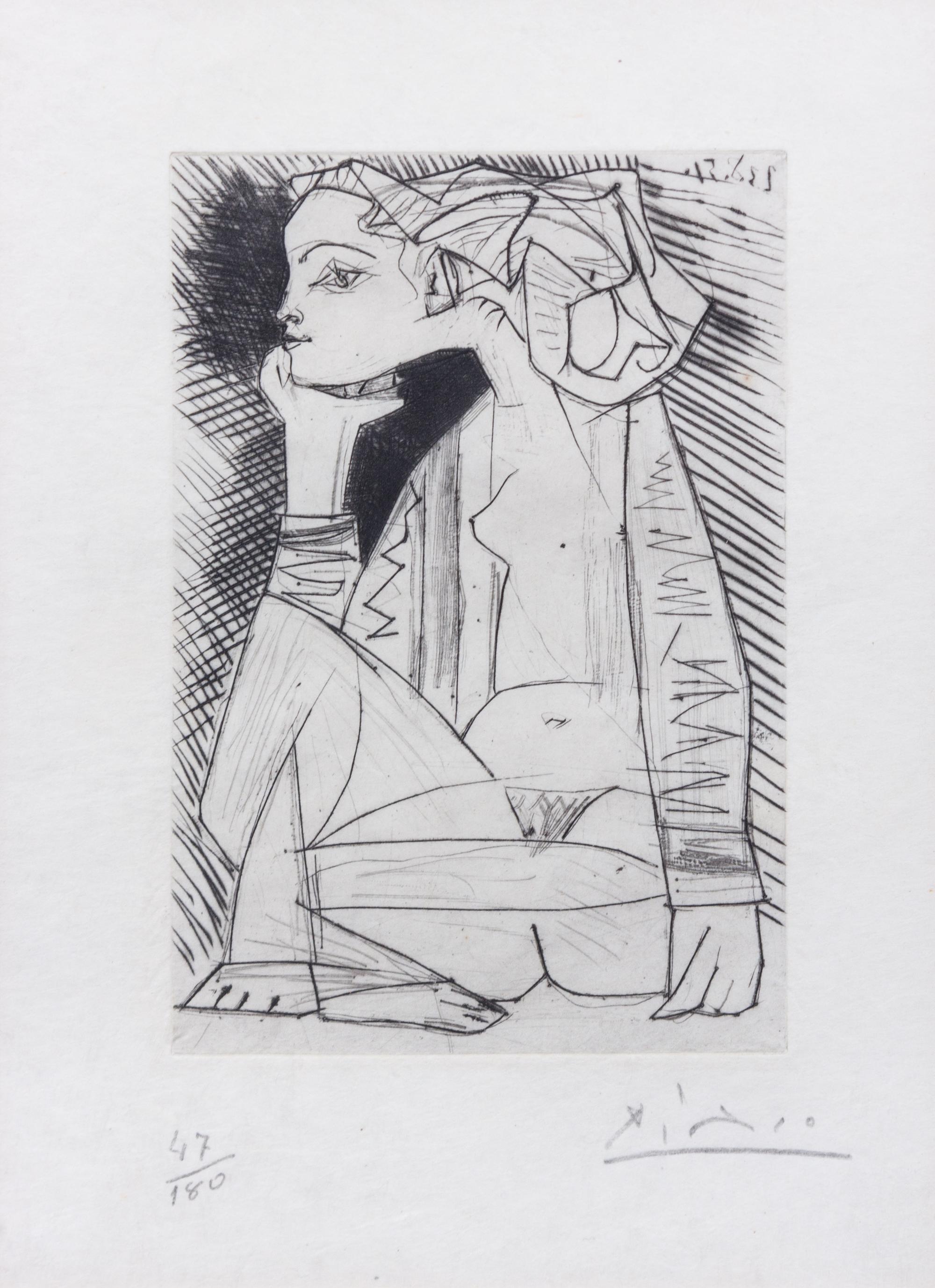 Pablo Picasso, (Spanish, 1881-1973), Femme assise en tailler: Geneviève Laport (from Recordant el Doctor Reventós), 1951