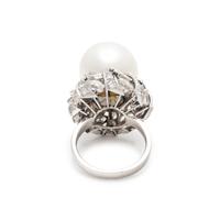 TRIO, CULTURED SOUTH SEA PEARL AND DIAMOND RING