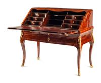 A Louis XV Style Gilt Bronze Mounted Tulipwood Bureau en Pente