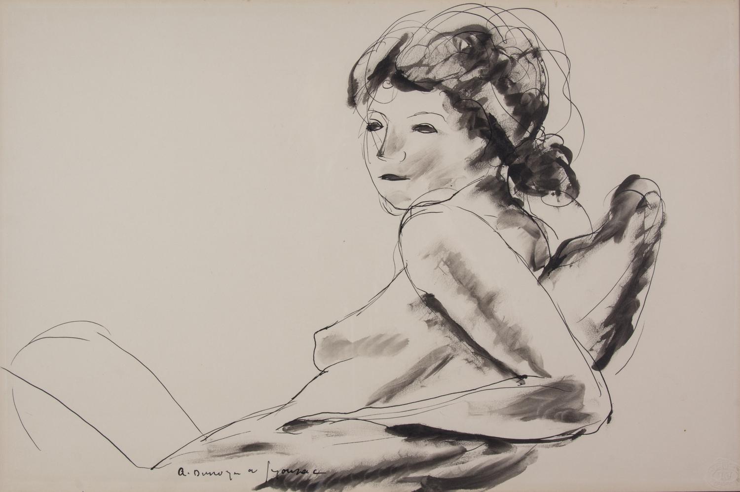 Andre Dunoyer de Segonzac, (French, 1884-1974), Seated Nude Female