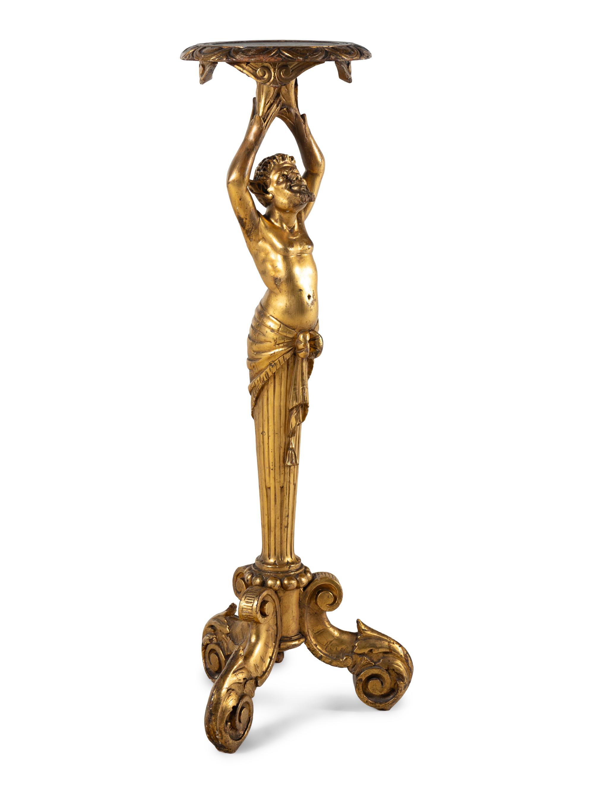 An Italian Carved Giltwood Figural Stand