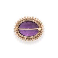 ANTIQUE, AMETHYST AND PEARL BROOCH