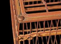 A finely executed Chinese bamboo birdcage and gold-splashed bronze hanger 精巧鳥籠及灑金銅鉤