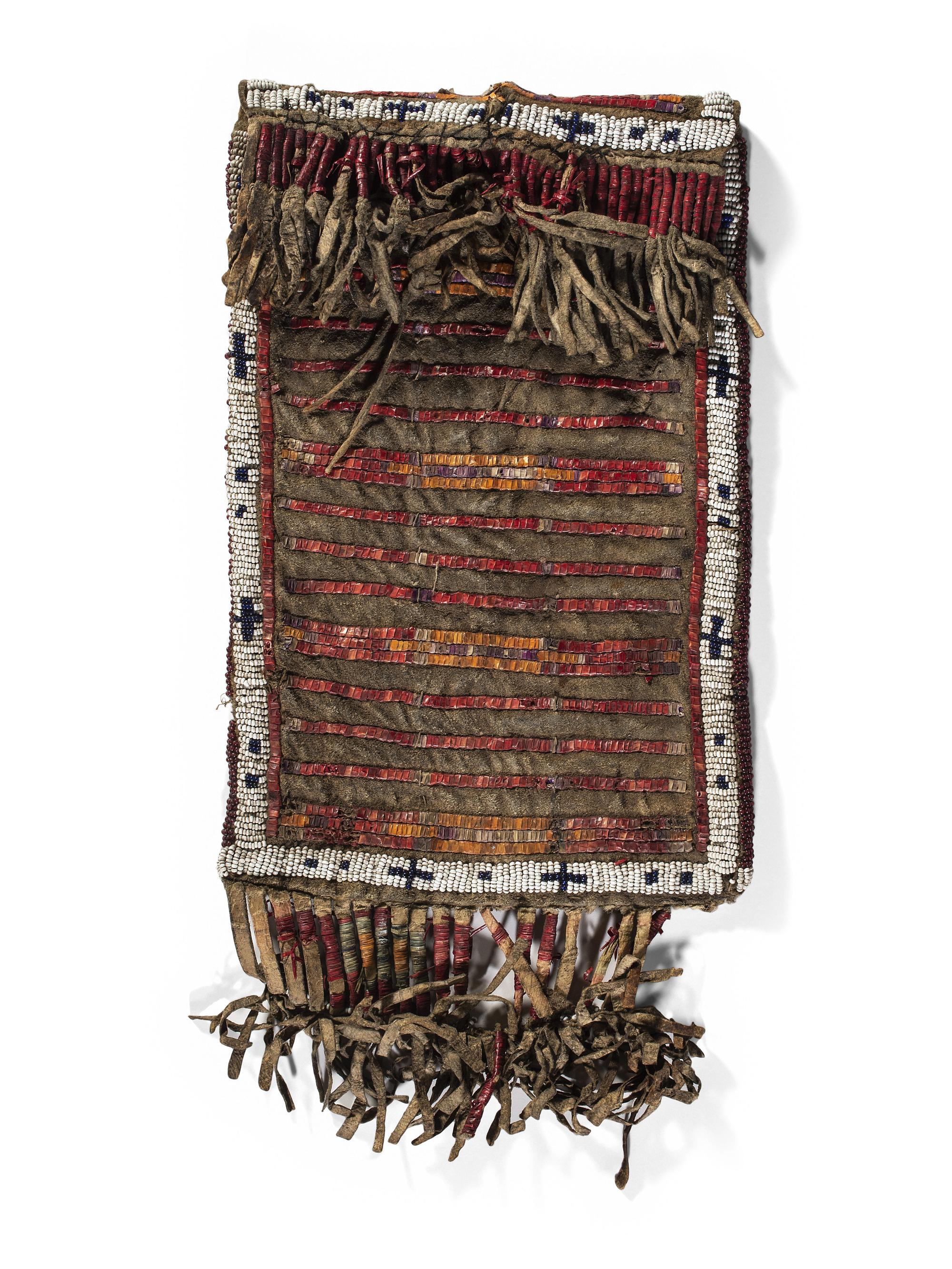 Sioux Quilled and Beaded Buffalo Hide Pouch