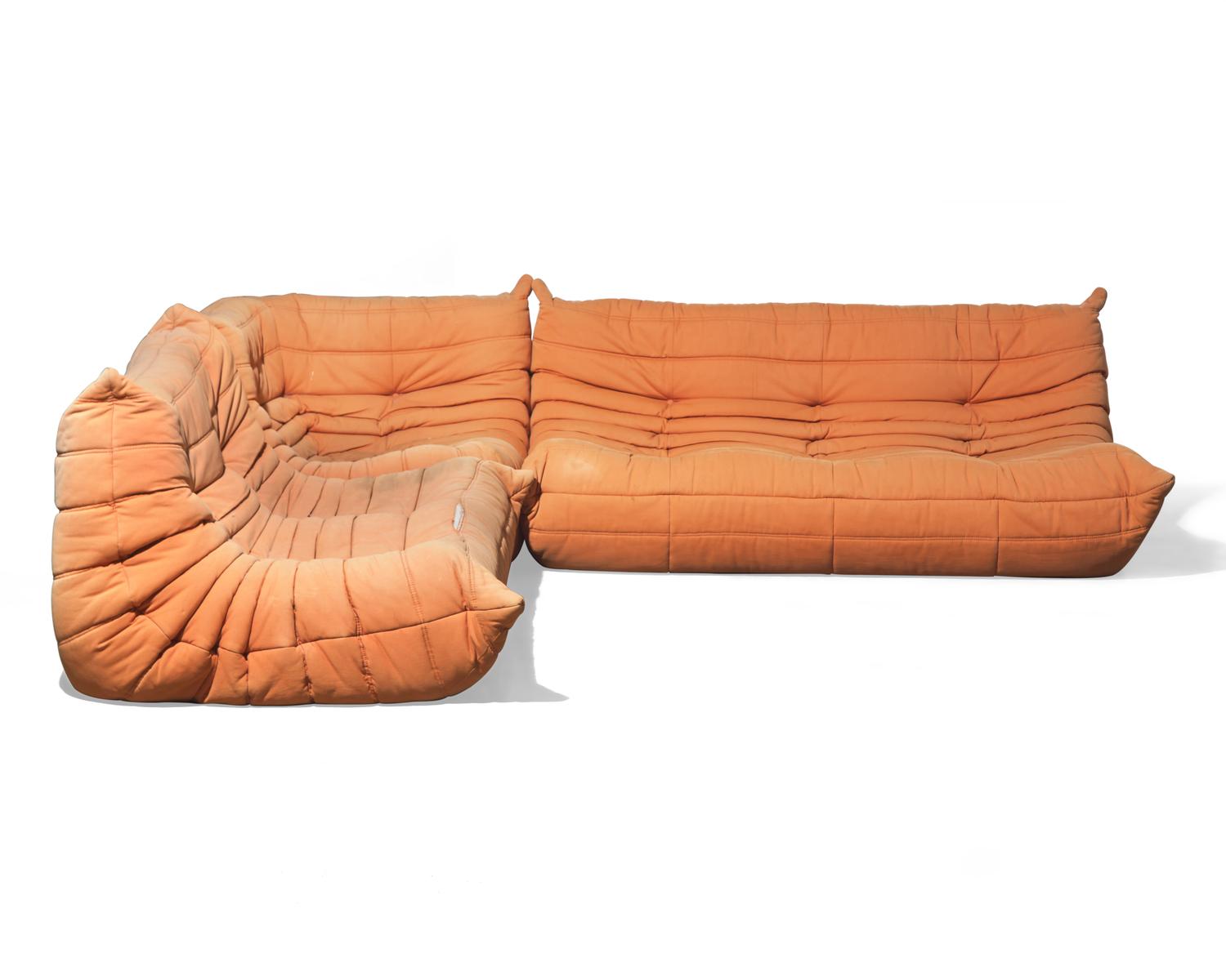 Three-Piece Togo Sectional Sofa, designed 1973 Ligne Roset, France