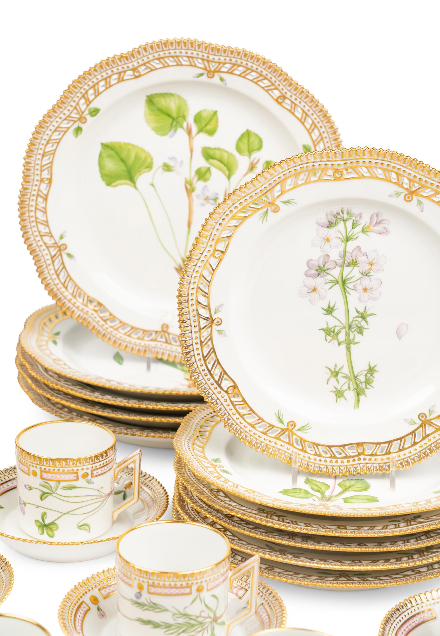 A Royal Copenhagen Flora Danica Porcelain Part Dinner Service