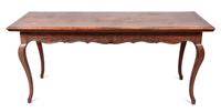 A French Provincial Painted Dining Table Height 30 x width 72 x depth 29 1/2 inches. — 20TH CENTURY