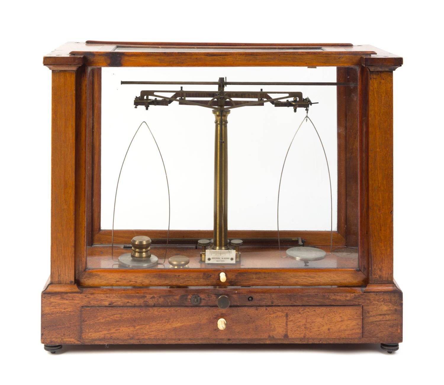 An American Cased Balance Scale Case height 16 x width 19 3/4 x depth 9 inches. — BECKER & SONS, NEW YORK