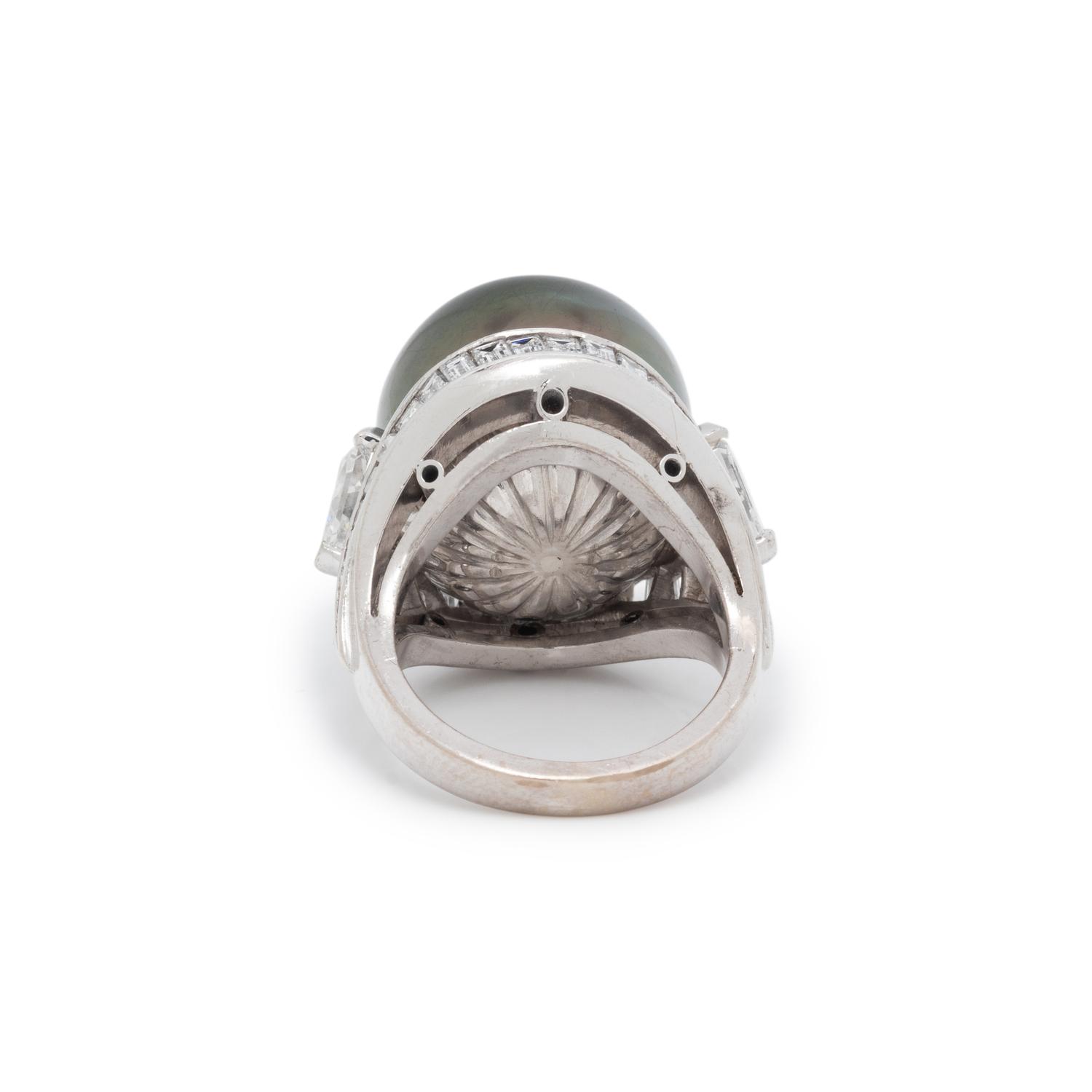 CULTURED PEARL AND DIAMOND RING