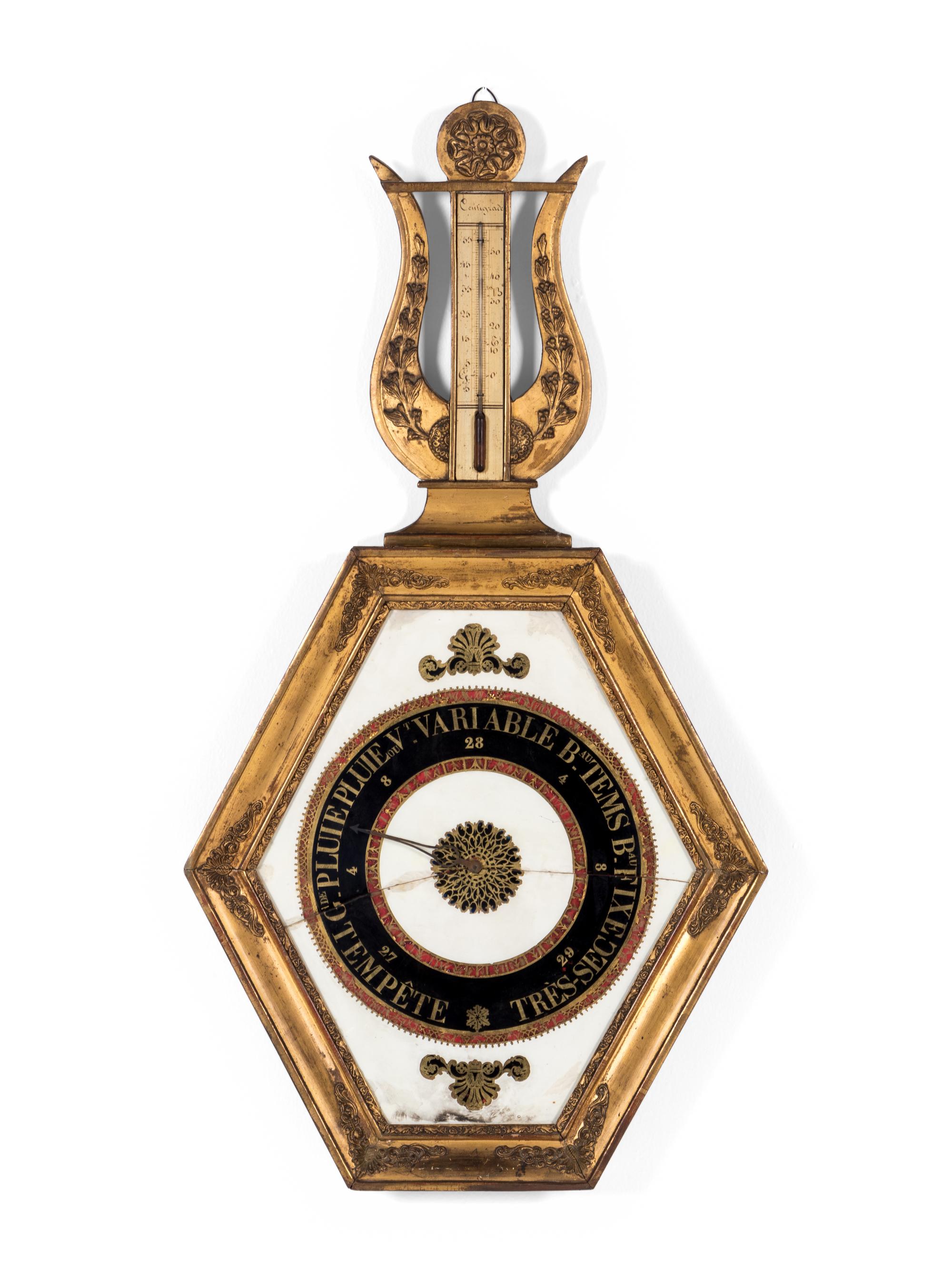 A French Giltwood Barometer and Thermometer