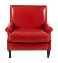 A Custom Red Leather-Upholstered Armchair