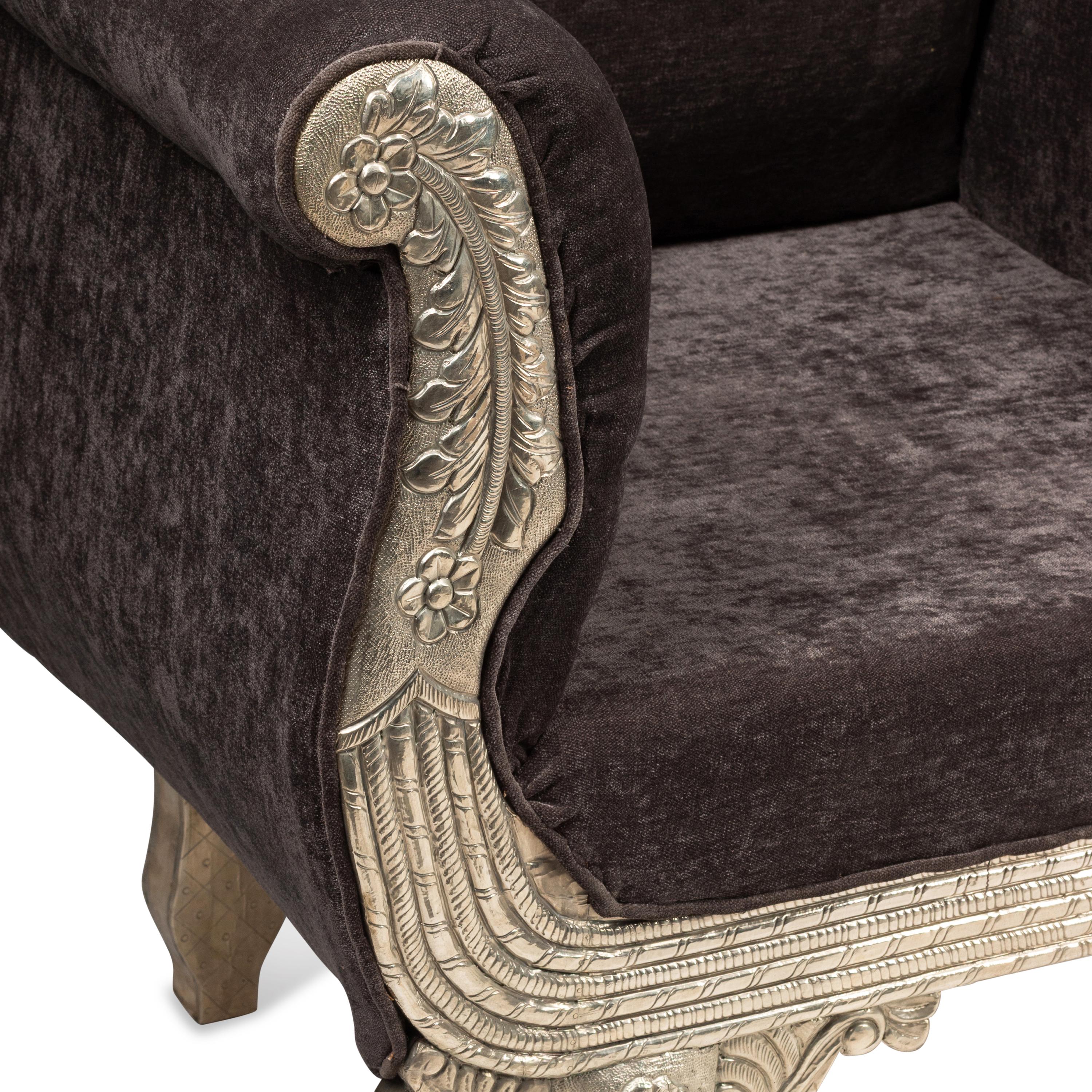 An Anglo-Indian Silvered Metal Repoussé Seating Suite