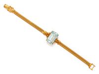 YELLOW GOLD AND AQUAMARINE BRACELET