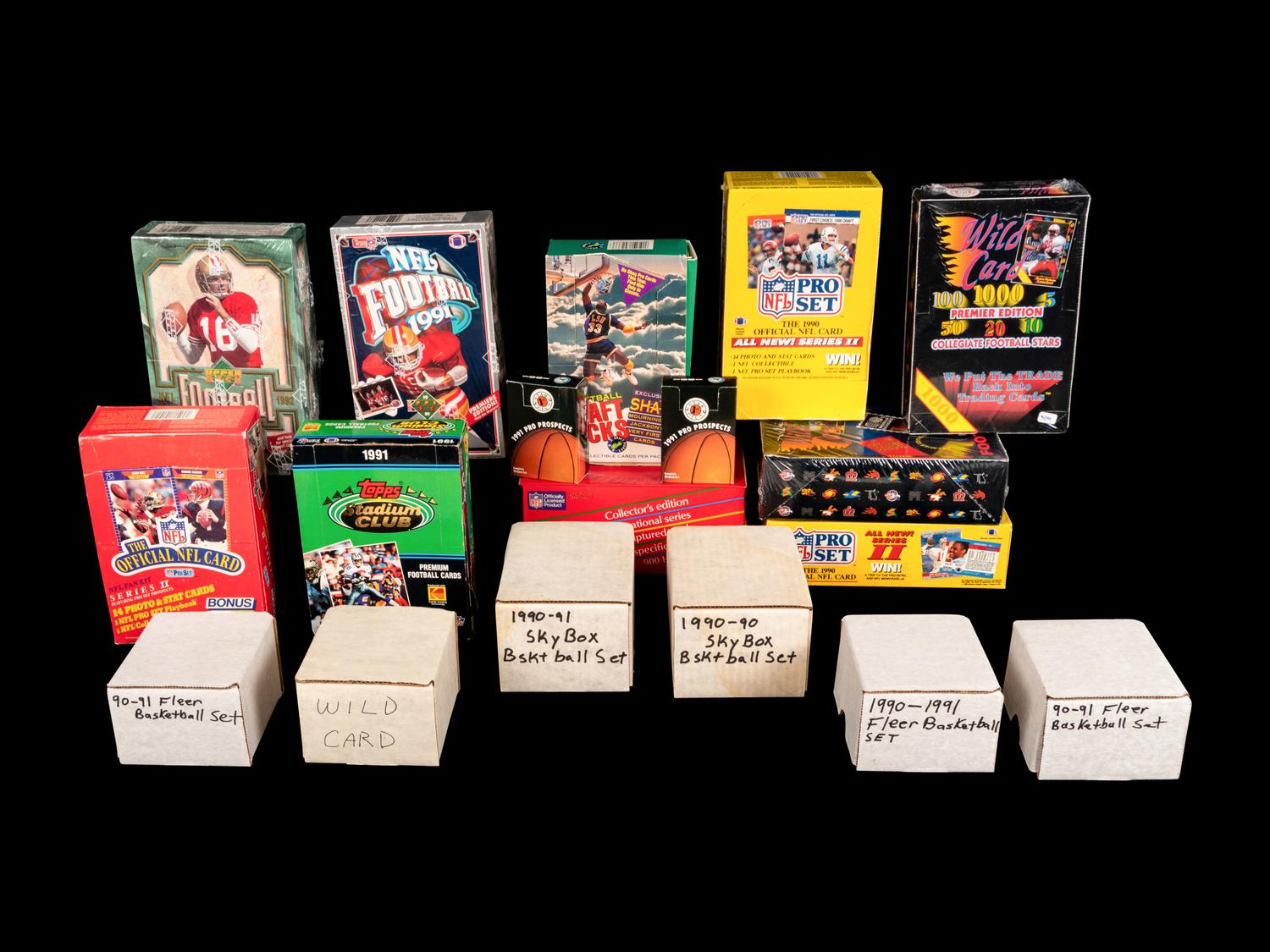 A Large Group of Assorted 1990s Basketball and Football Cards Including Unopened Material and Complete Sets,
