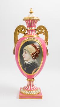 A Royal Crown Derby Porcelain Covered Urn Height 21 1/4 inches. — MID 19TH CENTURY