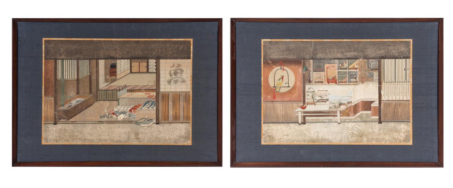 Two Japanese Ink and Color on Paper 14 x 19 7/8 inches (each image). — 19TH CENTURY