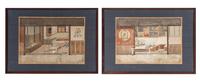 Two Japanese Ink and Color on Paper 14 x 19 7/8 inches (each image). — 19TH CENTURY