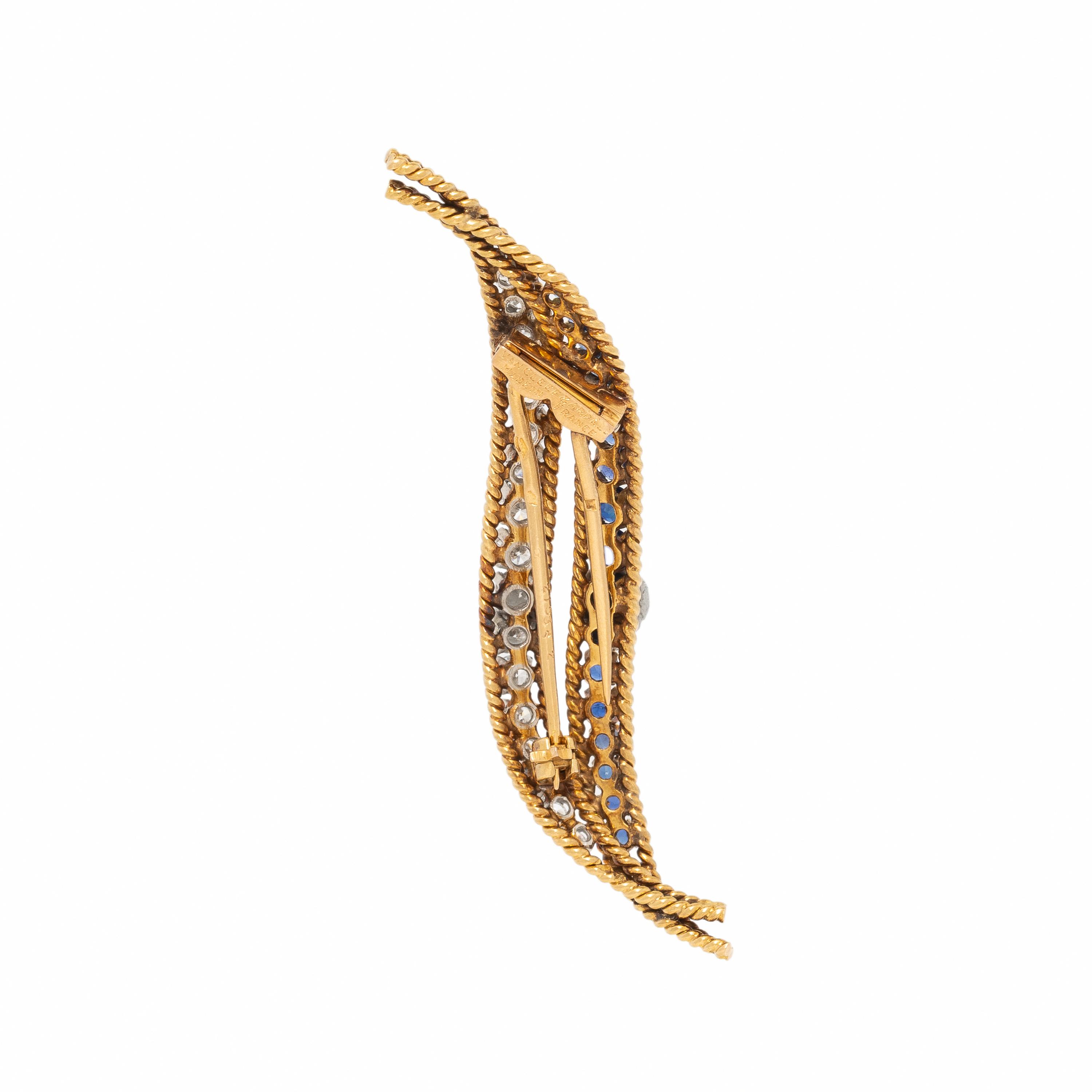Van Cleef & Arpels, Sapphire, Diamond and Yellow Gold Brooch