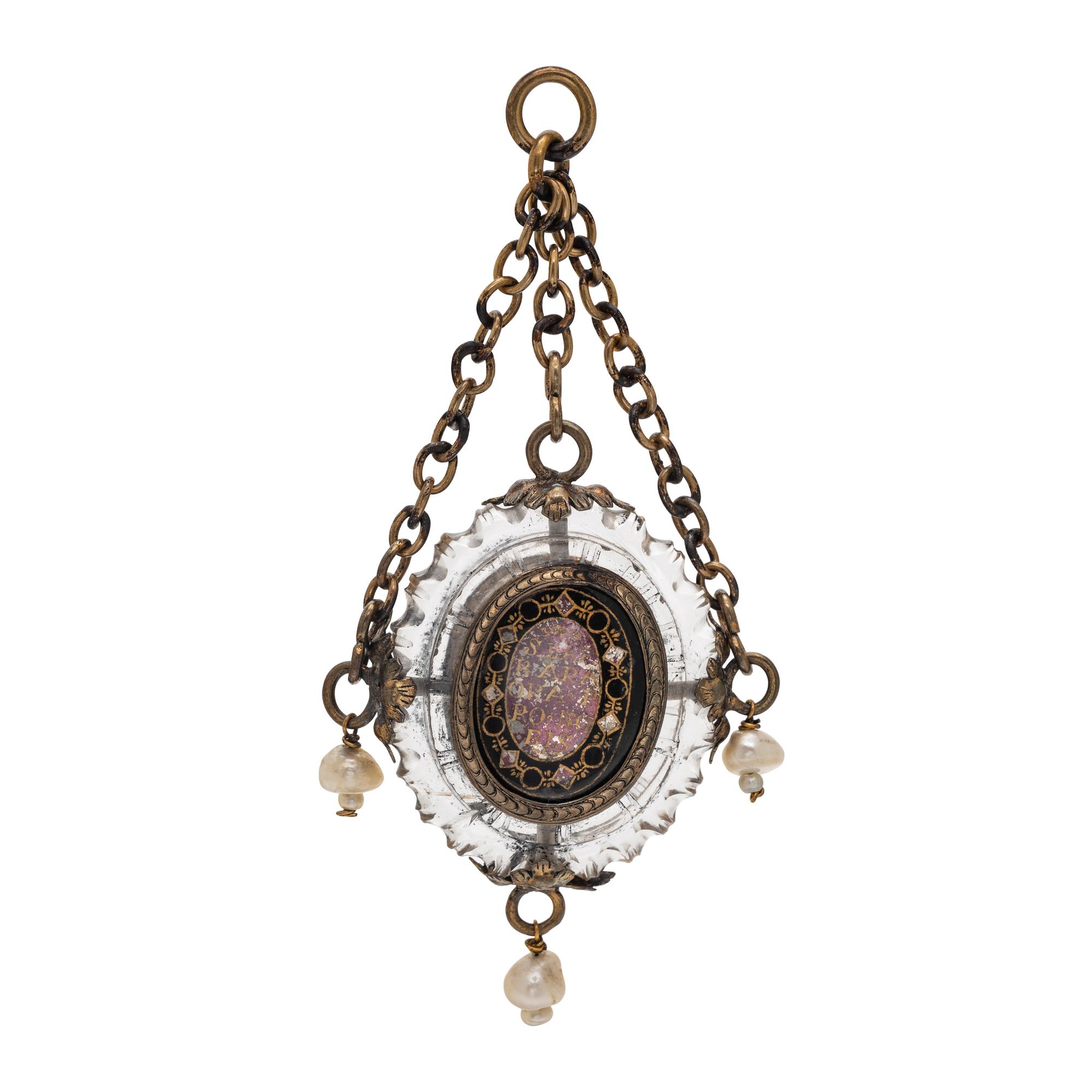 RENAISSANCE, SILVER-GILT, ROCK CRYSTAL, ENAMEL AND PEARL PENDANT