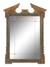 An Italian Neoclassical Style Painted and Parcel Gilt Mirror