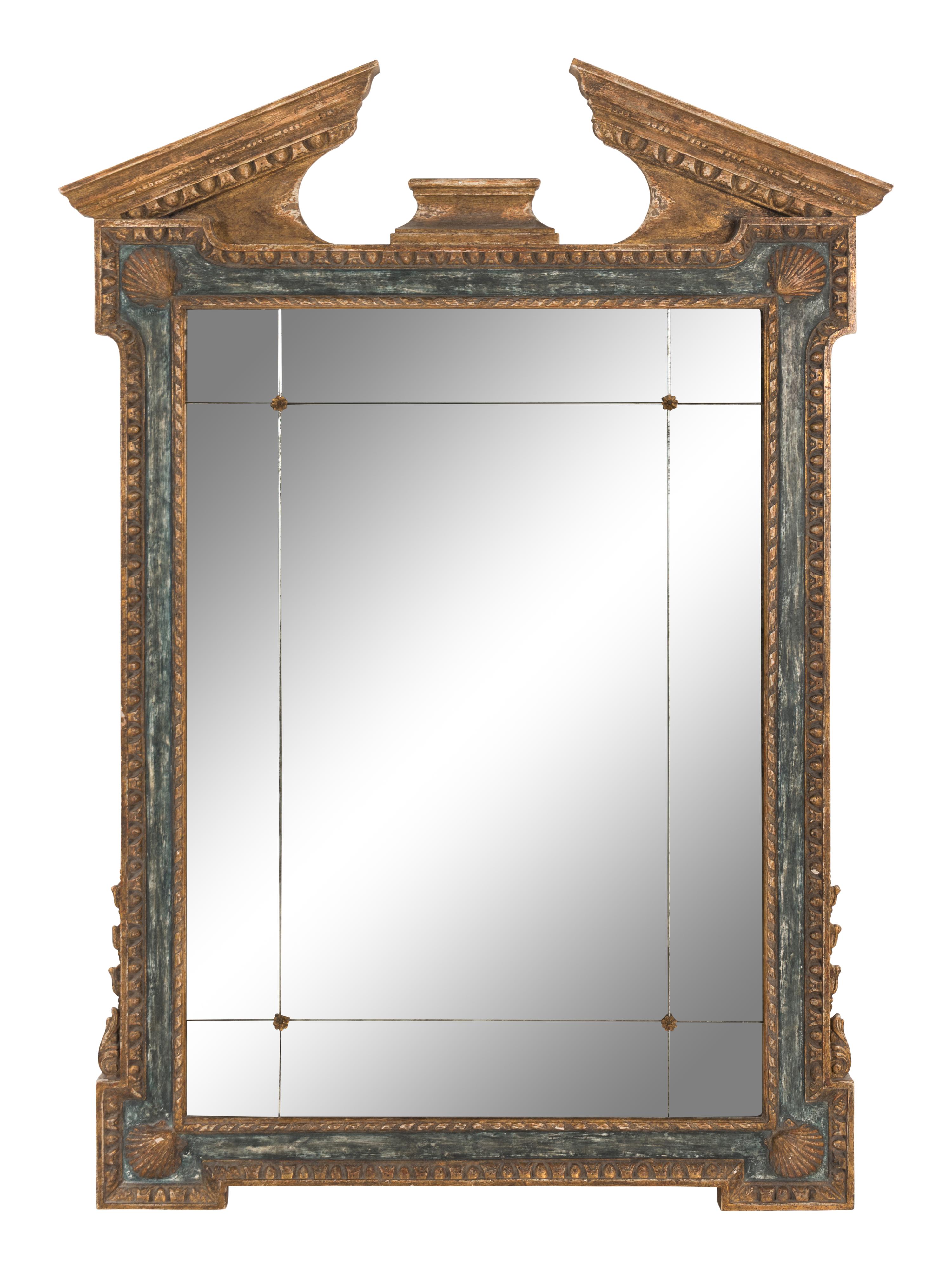 An Italian Neoclassical Style Painted and Parcel Gilt Mirror