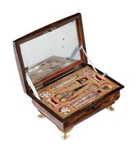 A Palais Royal Burlwood Musical Sewing Necessaire