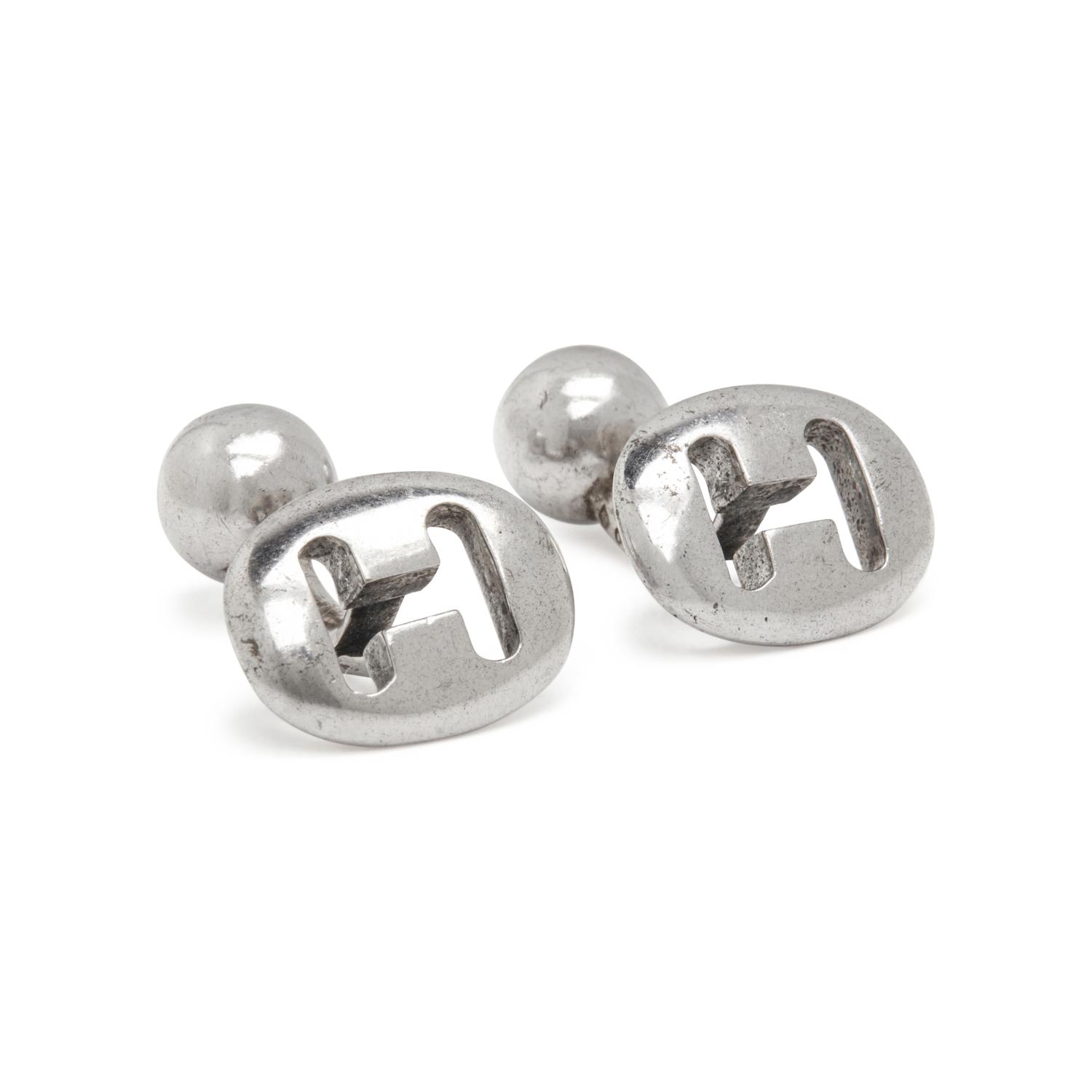 HERMÈS, SILVER CUFFLINKS