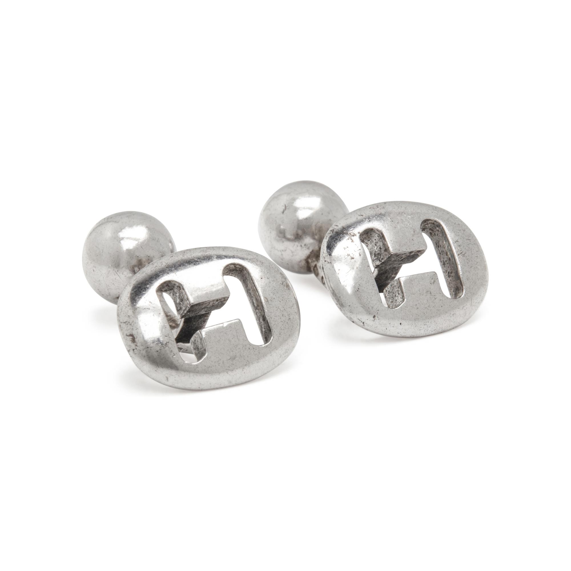 HERMÈS, SILVER CUFFLINKS