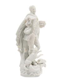 A Meissen Blanc-de-Chine Figure of a Man with a Hound