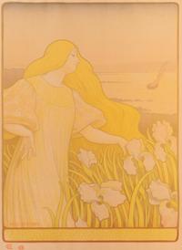 Paul Berthon, (French, 1872-1909), A group of three works: Les Courtisanes, Woman with Iris, and Le Livre de Magda (poésie par Armand S