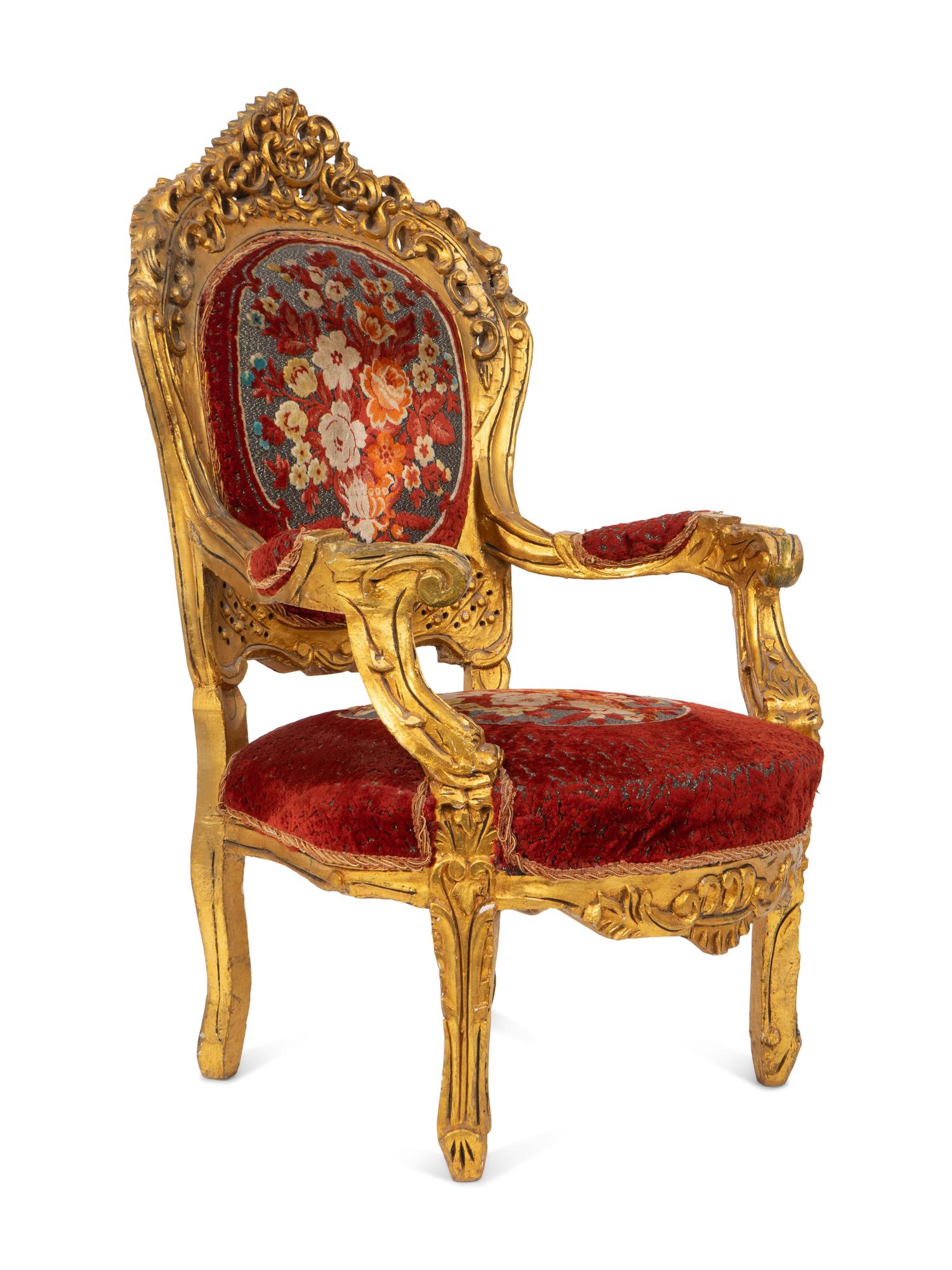 An Italian Rococo Style Giltwood Armchair — 20TH CENTURY