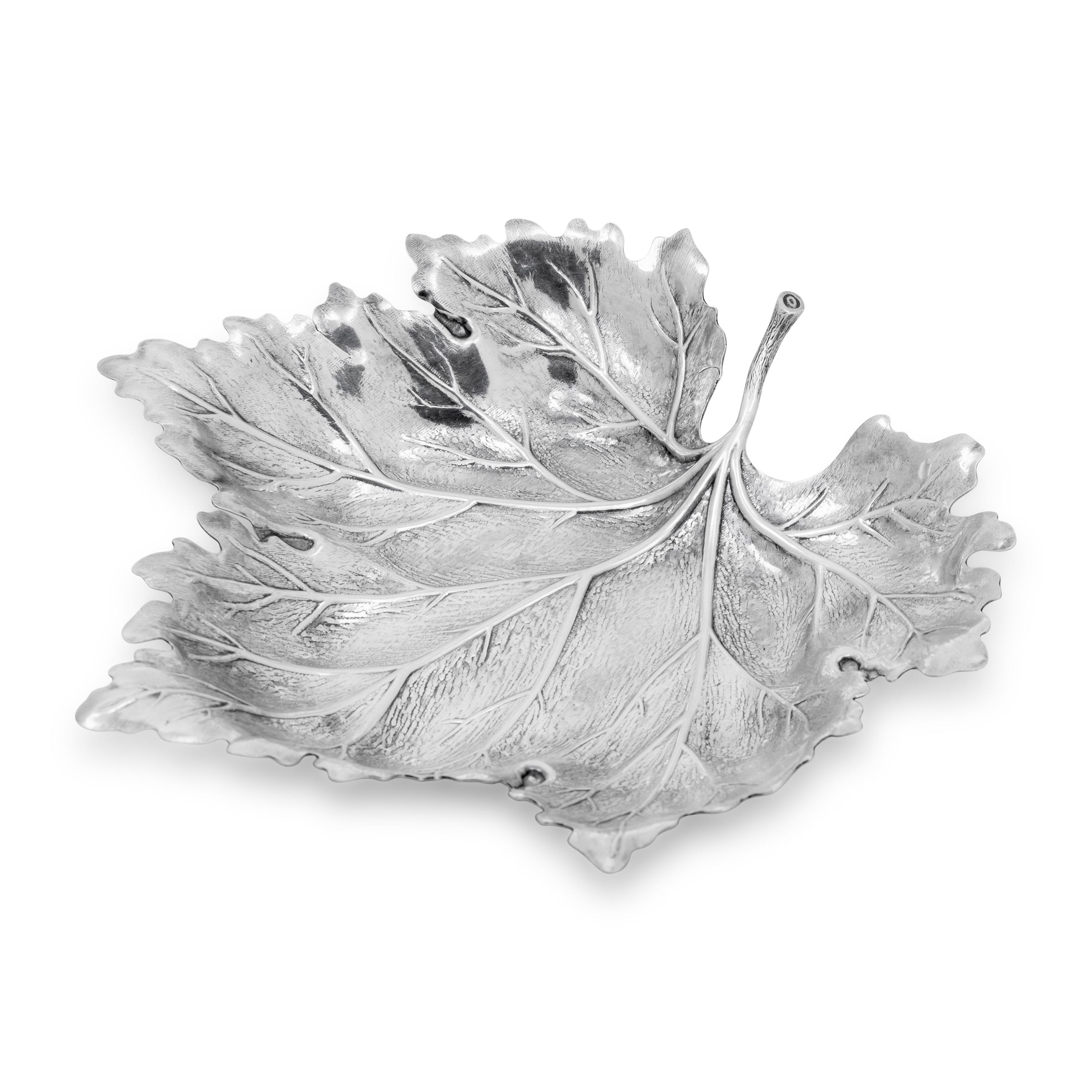 A Buccellati Silver Maple Leaf Form Dish